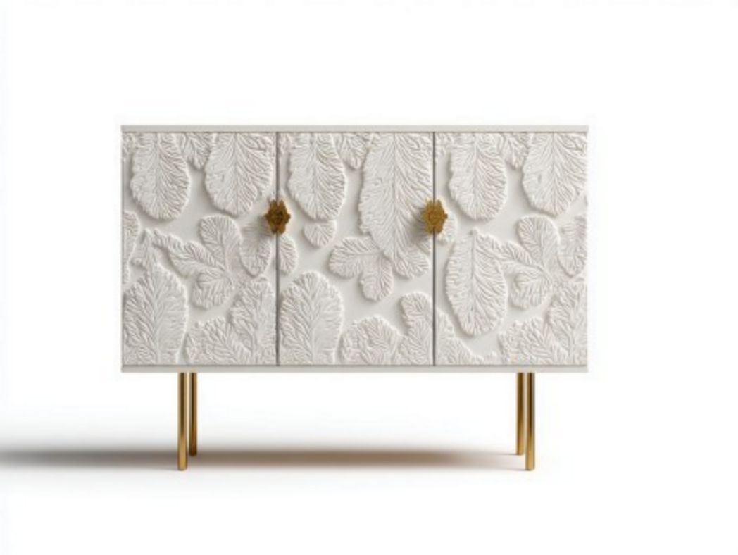 Dressoir van MDF voor de eetkamer met een reliëfdesign - 120 x 40 x 75