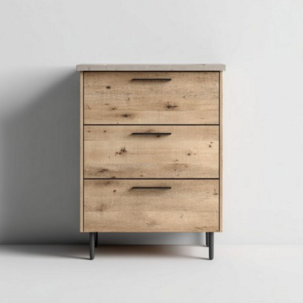 Nachttkastje van gefineerd hout voor de slaapkamer - 60 x 40 x 80