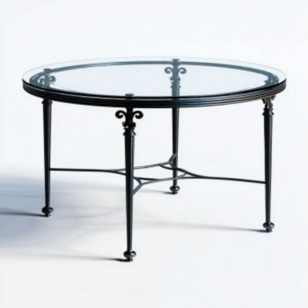 Eettafel van glas en metalen poten voor de eetkamer - 80 x 80 x 75